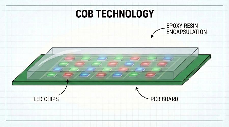 COB (Chip-on-Board) LED Technology Structure Diagram