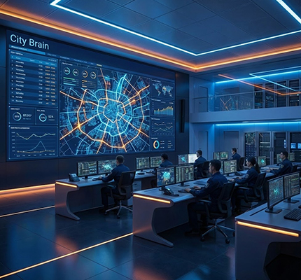 Mission critical control room with large cob video wall