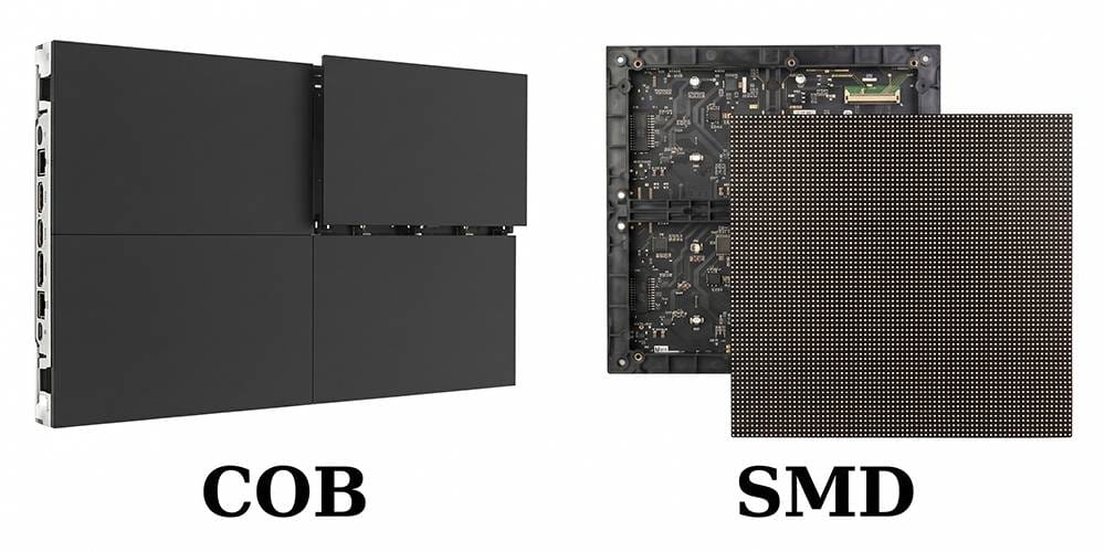COB vs SMD LED screen comparison for professional video walls